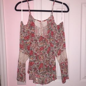 American Rag Floral Cold Shoulder Top